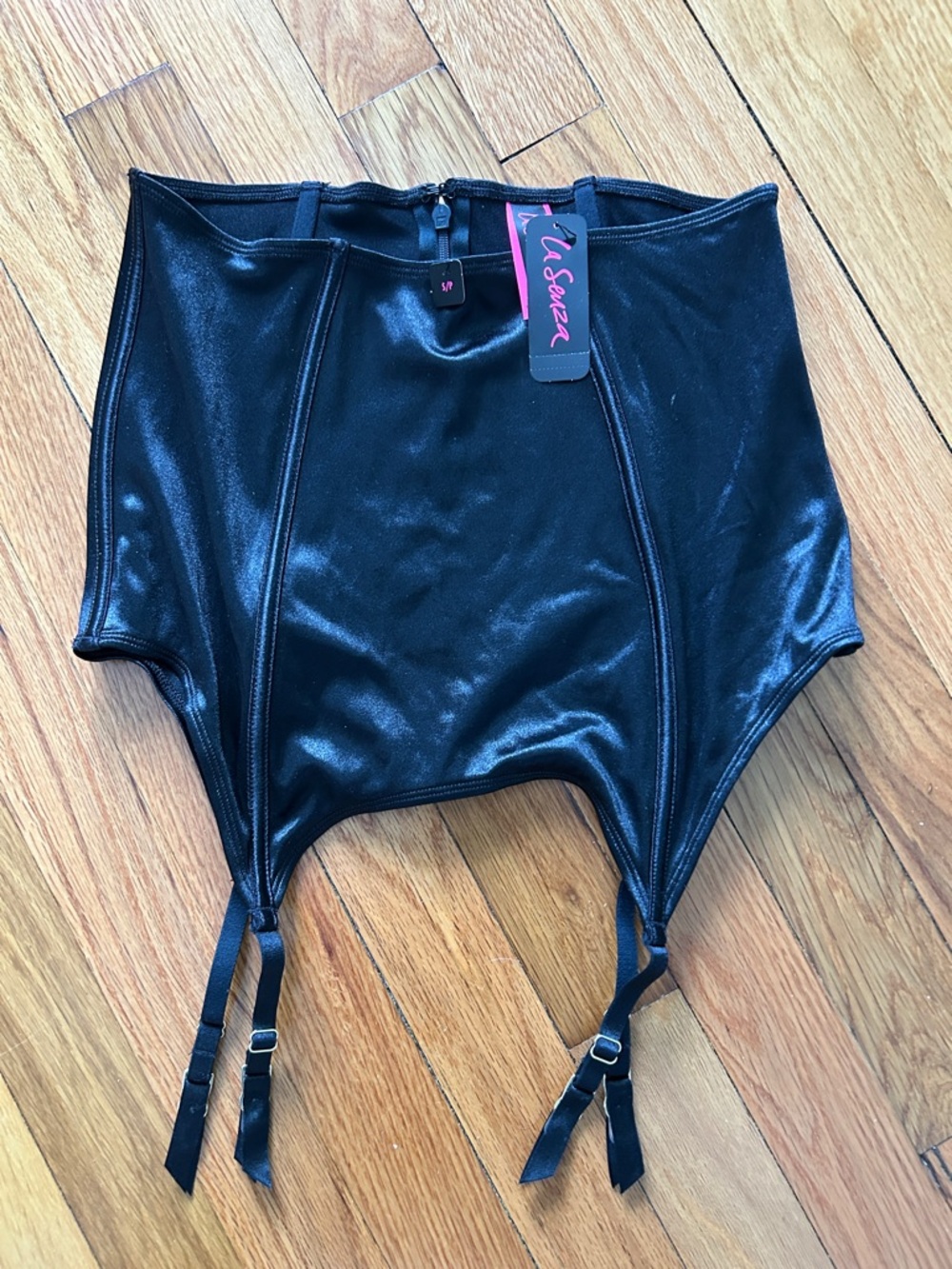 La Senza Black Satin High-Waist Garter /Cincher